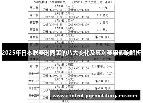 2025年日本联赛时间表的八大变化及其对赛事影响解析