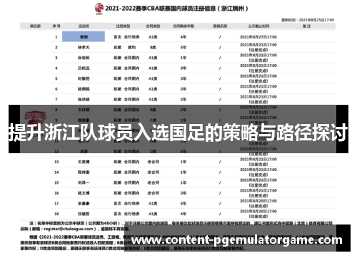 提升浙江队球员入选国足的策略与路径探讨