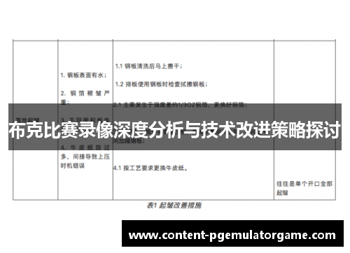 布克比赛录像深度分析与技术改进策略探讨