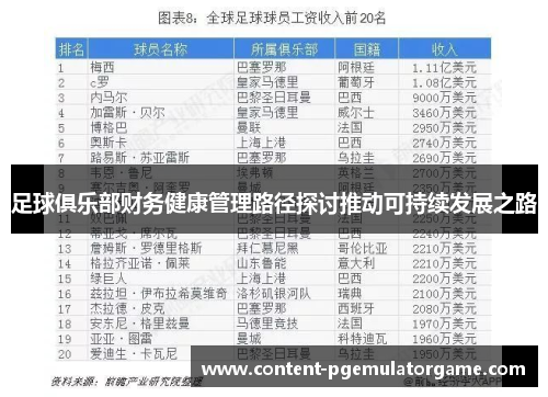 足球俱乐部财务健康管理路径探讨推动可持续发展之路