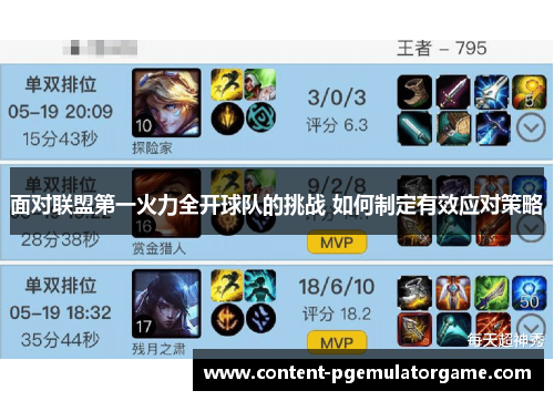 面对联盟第一火力全开球队的挑战 如何制定有效应对策略